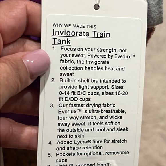 LULULEMON INVIGORATE TRAIN TANK SIZE 4 PURPLE COLOR NWT - Picture 5 of 6